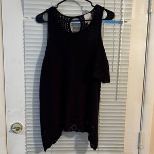 LC Lauren Conrad Black Crochet Tank Top